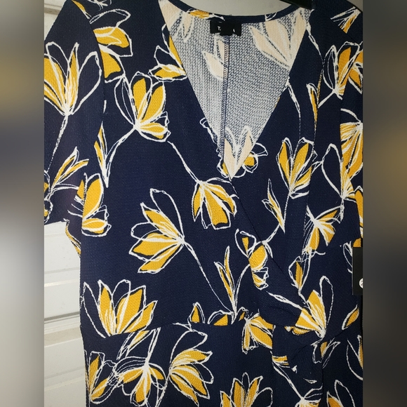 3X Plus Size Womens Spring Dress floral blue yellow new - Picture 2 of 6